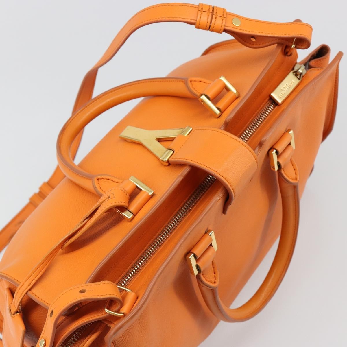 Saint Laurent Classic Y Cabas Leather, Orange, Leather, Tote Bag