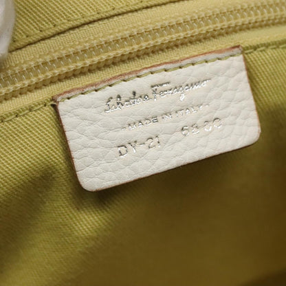 Salvatore Ferragamo Gancini Buckle Leather, White, Leather, Shoulder Bag
