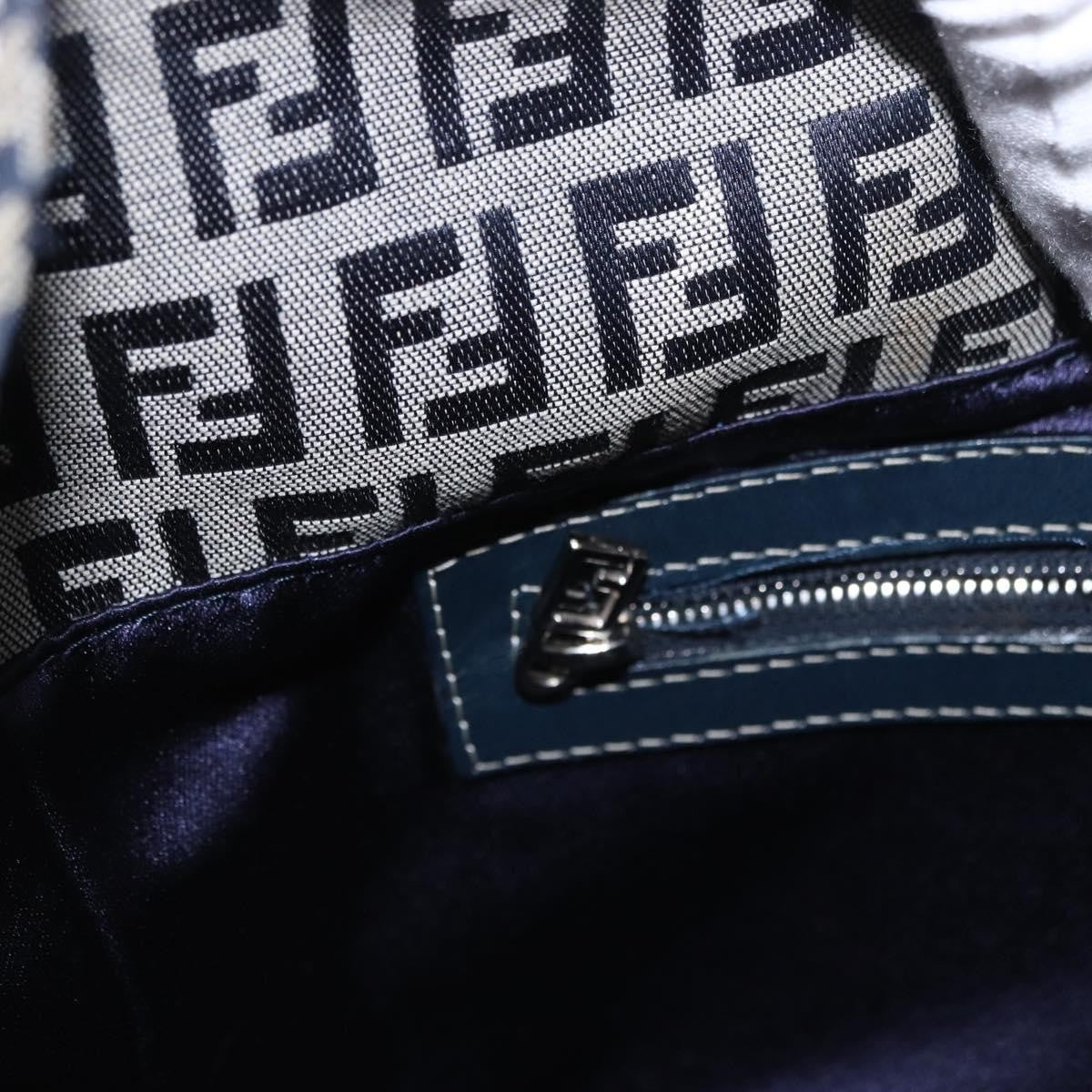 Fendi Buckle Strap Hobo Zucchino Canvas, Navy, Canvas, Shoulder Bag
