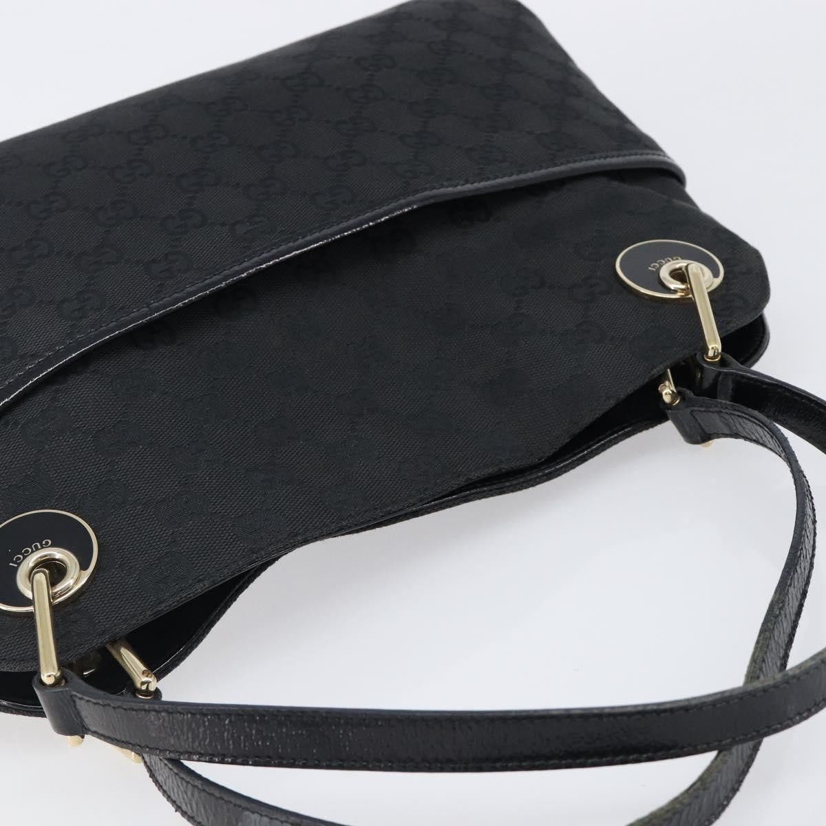 Gucci Twins Tote GG Canvas with Leather, Black, Canvas, Tote Bag