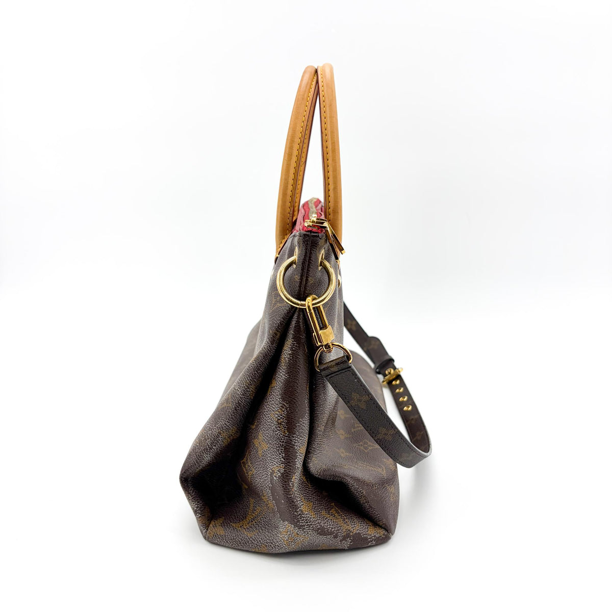 Louis Vuitton Pallas Monogram Canvas with Leather, Brown, Canvas, Tote Bag