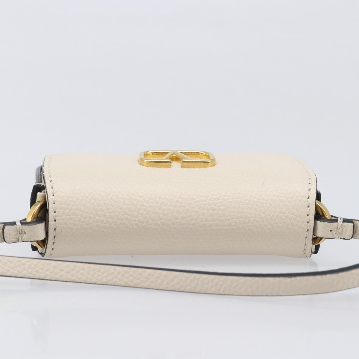Valentino Garavani V Pouch Shoulder Bag Leather, White, Leather, Shoulder Bag