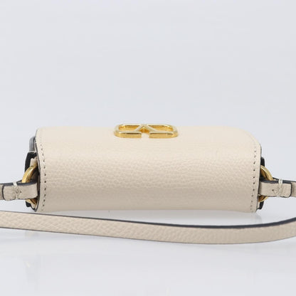 Valentino Garavani V Pouch Shoulder Bag Leather, White, Leather, Shoulder Bag