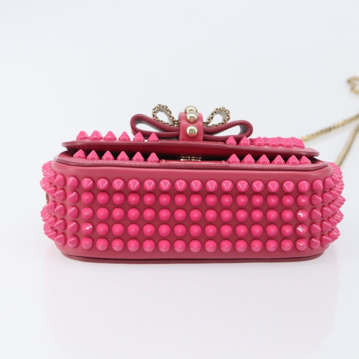 Christian Louboutin Sweet Charity Spiked Leather, Pink, Leather, Crossbody Bag