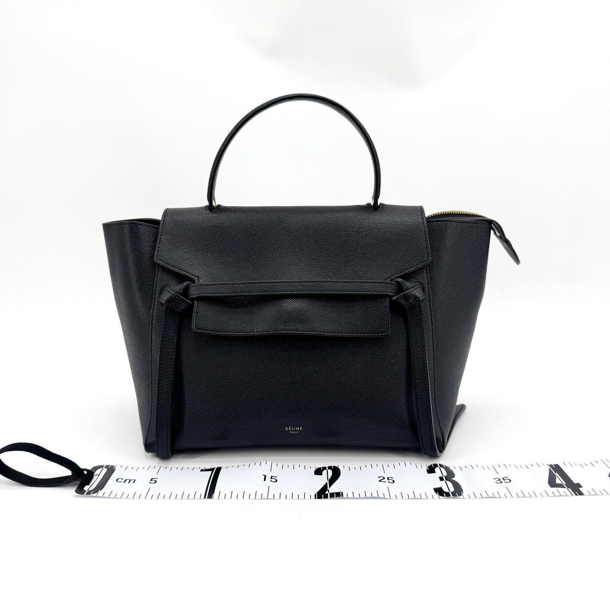 Celine Belt Calfskin, Black, Leather, Handbag