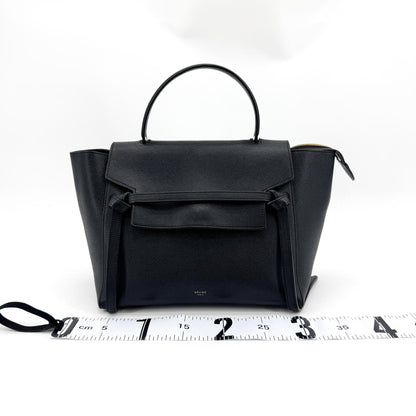 Celine Belt Calfskin, Black, Leather, Handbag