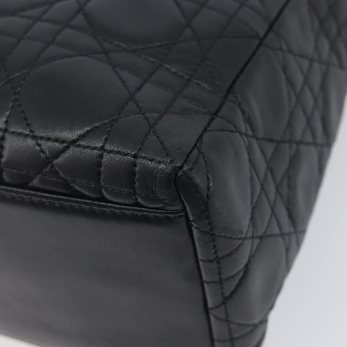 Christian Dior Vintage Lady Dior Cannage Quilt Lambskin, Black, Leather, Handbag