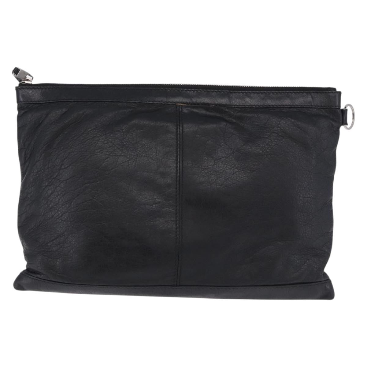 Balenciaga Classic City Clip Leather, Black, Leather, Clutch