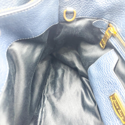 Miu Miu Phenix Convertible Leather, Navy, Leather, Tote Bag