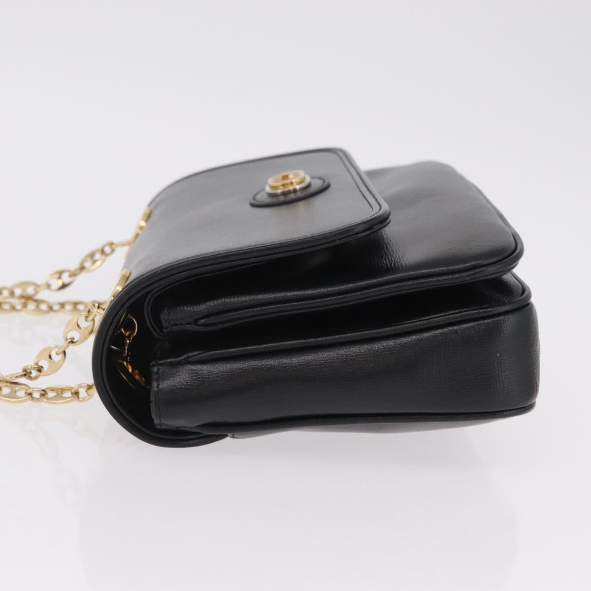 Gucci Marina Chain Flap Leather, Black, Leather, Shoulder Bag