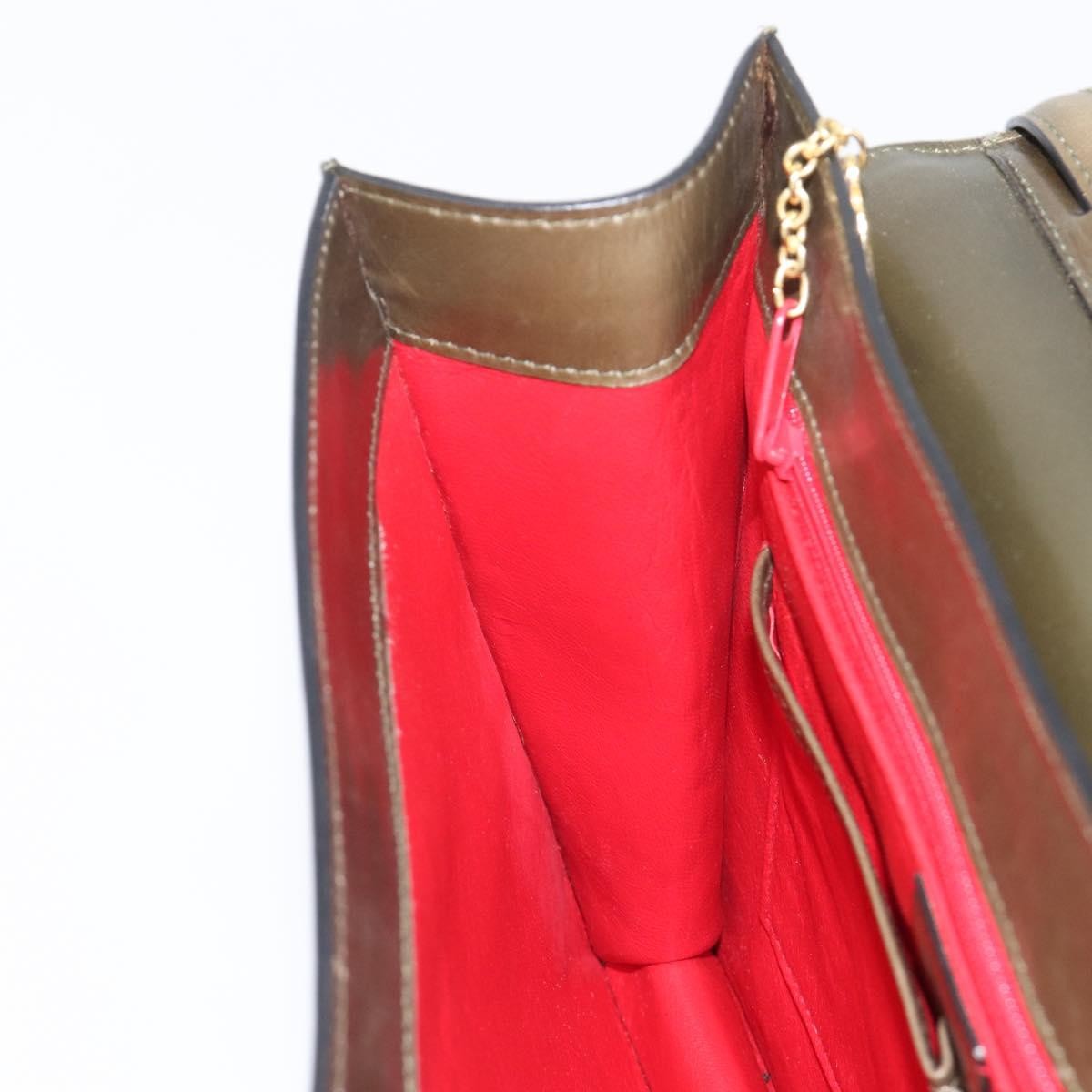 Celine Shoulder Leather, Khaki, Leather, Shoulder Bag
