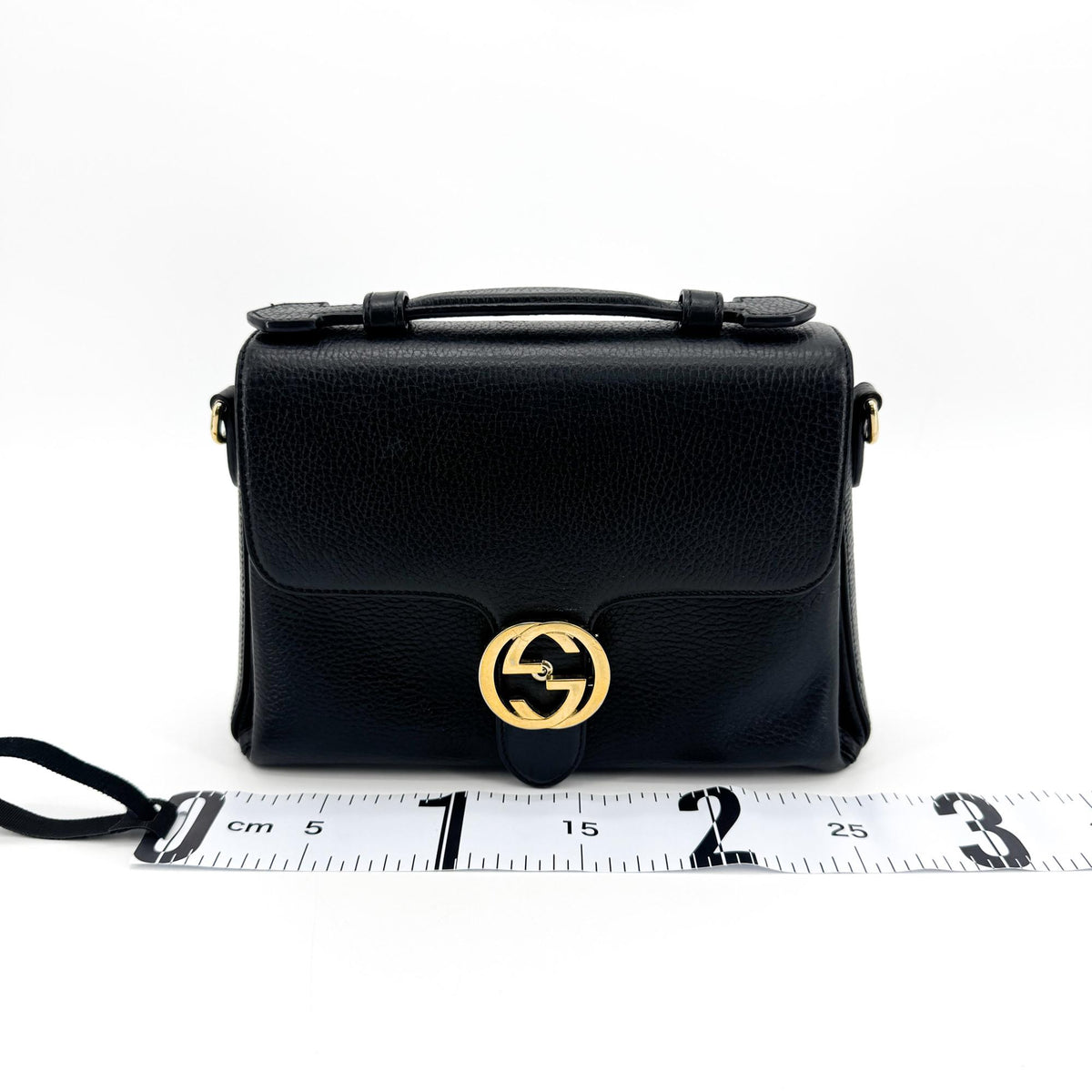 Gucci Interlocking Leather, Black, Leather, Shoulder Bag