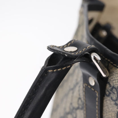 Gucci Open Tote GG Canvas and Leather, Navy, Canvas, Handbag