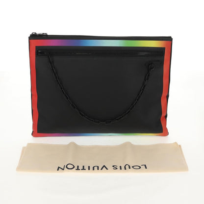 Louis Vuitton Pochette A4 Rainbow Taiga Leather, Black, Leather, Clutch