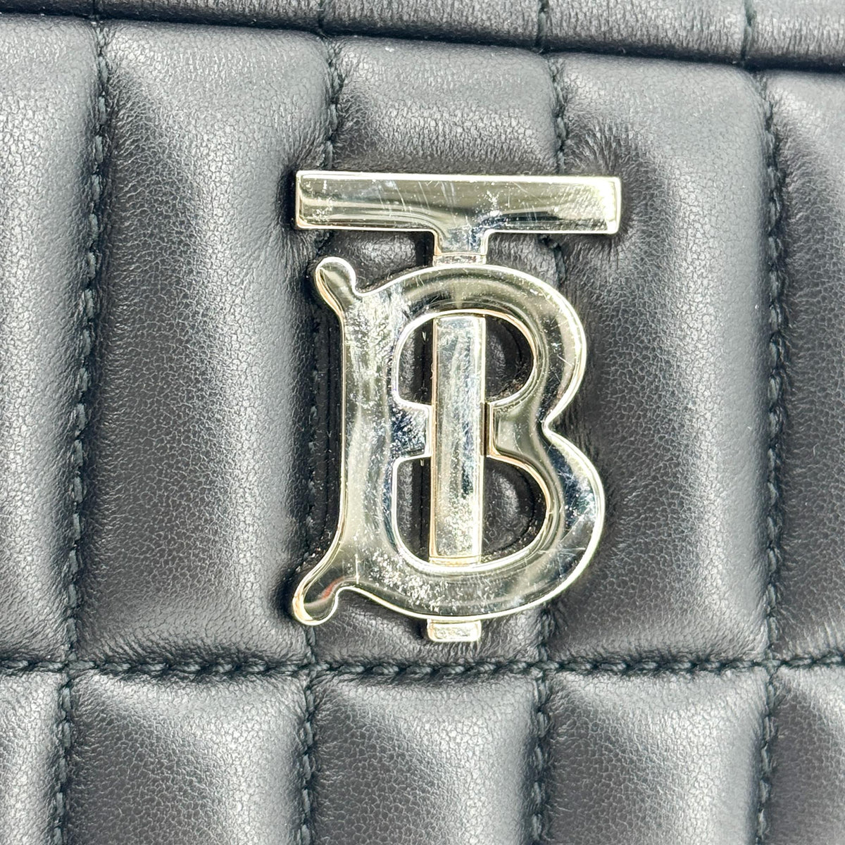 Burberry Lola Camera Quilted Leather, Black, Leather, Shoulder Bag