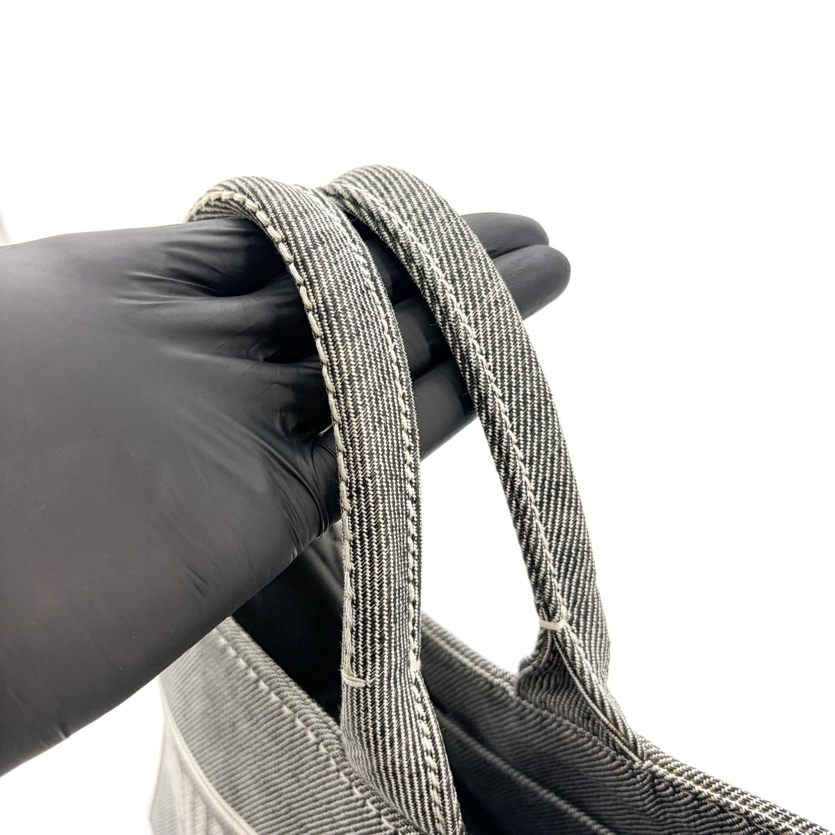 Miu Miu My Logo Leather, Black, Denim, Crossbody Bag