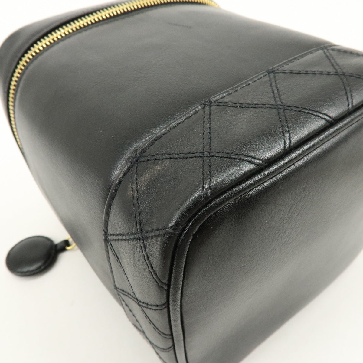 Chanel Vintage Cosmetic Case Lambskin, Black, Leather, Clutch