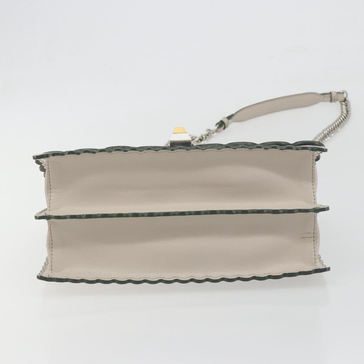 Fendi Kan I Leather, Gray, Leather, Shoulder Bag