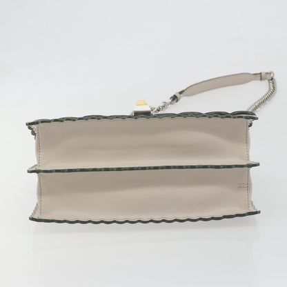 Fendi Kan I Leather, Gray, Leather, Shoulder Bag