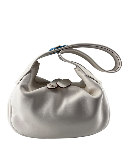 Valentino Garavani Ruffle Shoulder Bag Leather, White, Leather, Shoulder Bag