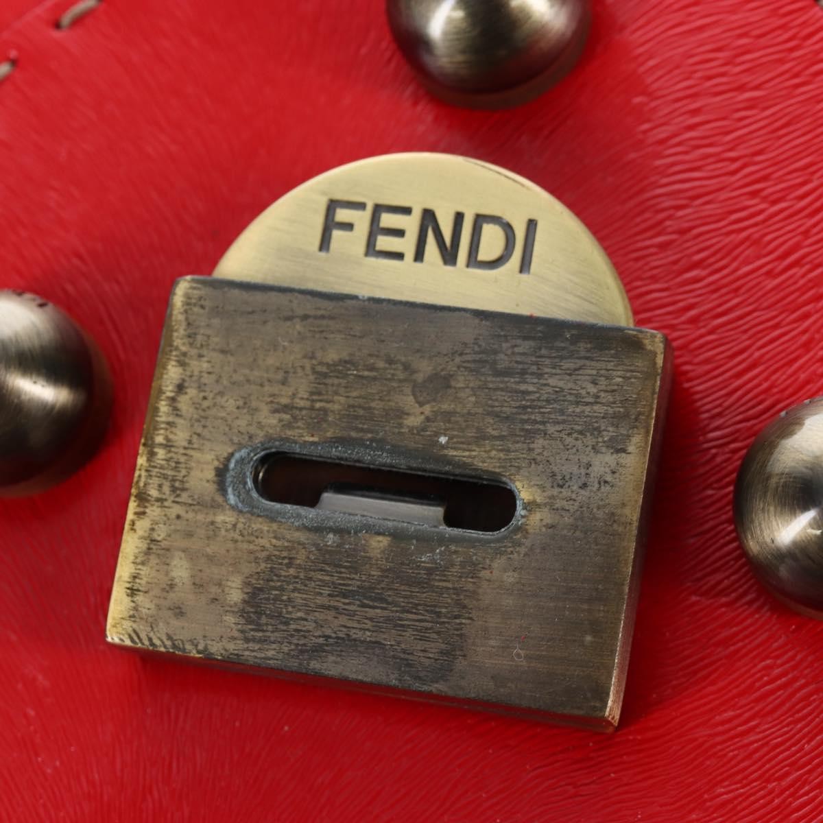 Fendi Secret Code F3 Convertible Satchel Textured Leather, Red, Leather, Handbag
