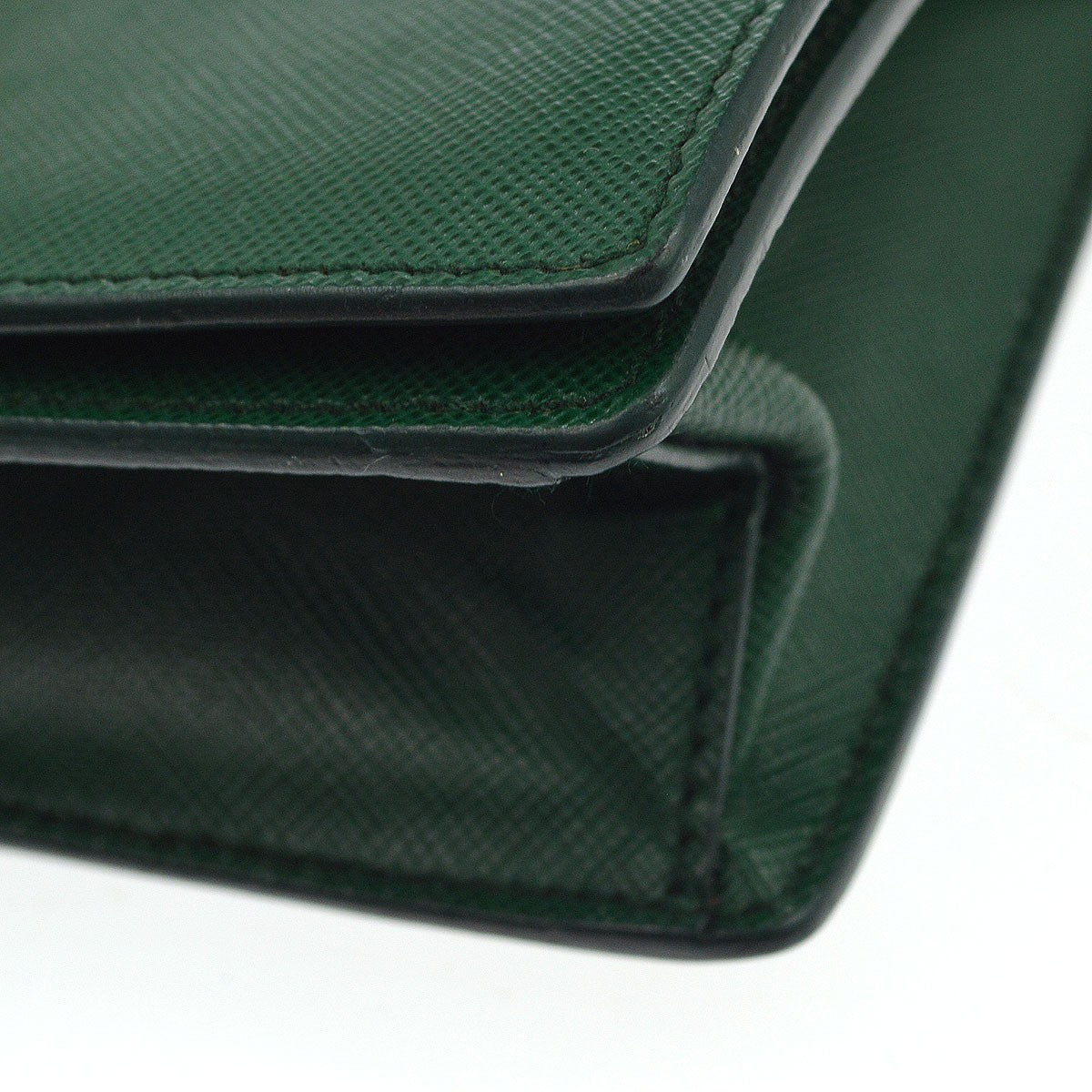 Prada Corolle Chain Saffiano with Metal, Green, Leather, Shoulder Bag