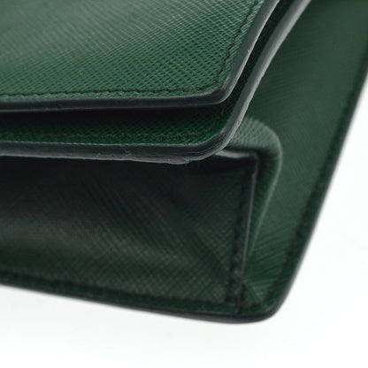 Prada Corolle Chain Saffiano with Metal, Green, Leather, Shoulder Bag
