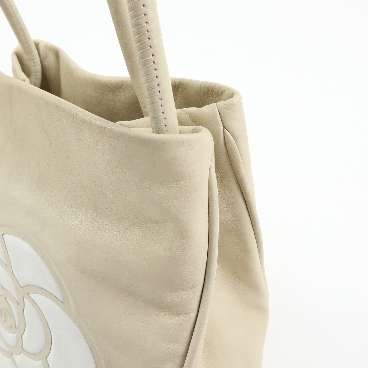 Chanel Camellia Lambskin, Beige, Leather, Tote Bag