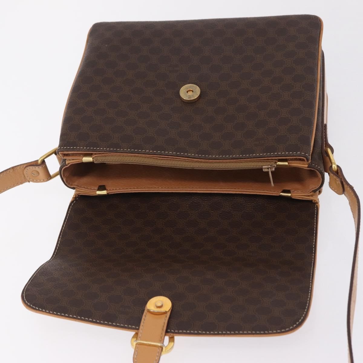 Celine Macadam Shoulder Canvas, Brown, Canvas, Crossbody Bag