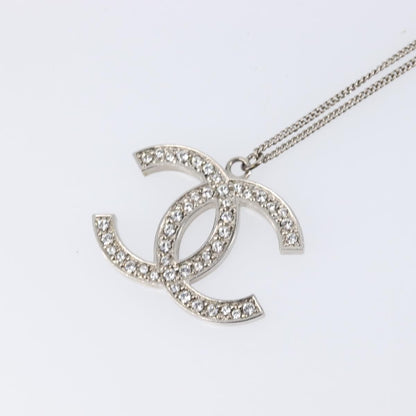 Chanel CC Pendant Metal with Crystals, Silver, Metal, Necklace