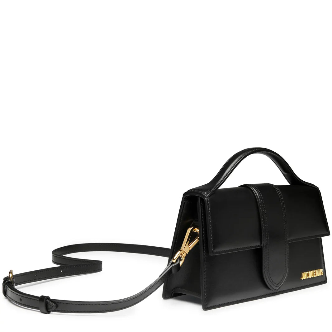 Jacquemus Le Grand Bambino Flap Leather, Black, Leather, Handbag