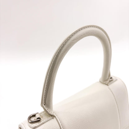Balenciaga Hourglass Top Handle Leather, White, Leather, Handbag