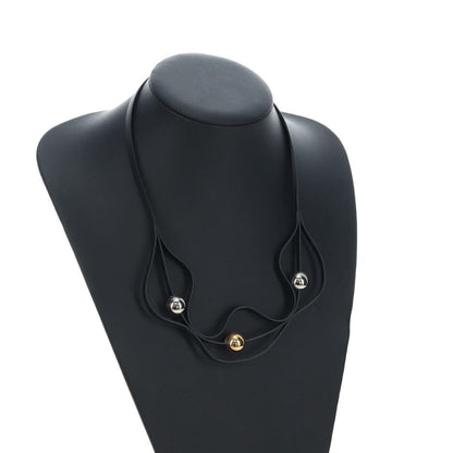 Hermes Météore Leather, Black, Leather, Necklace