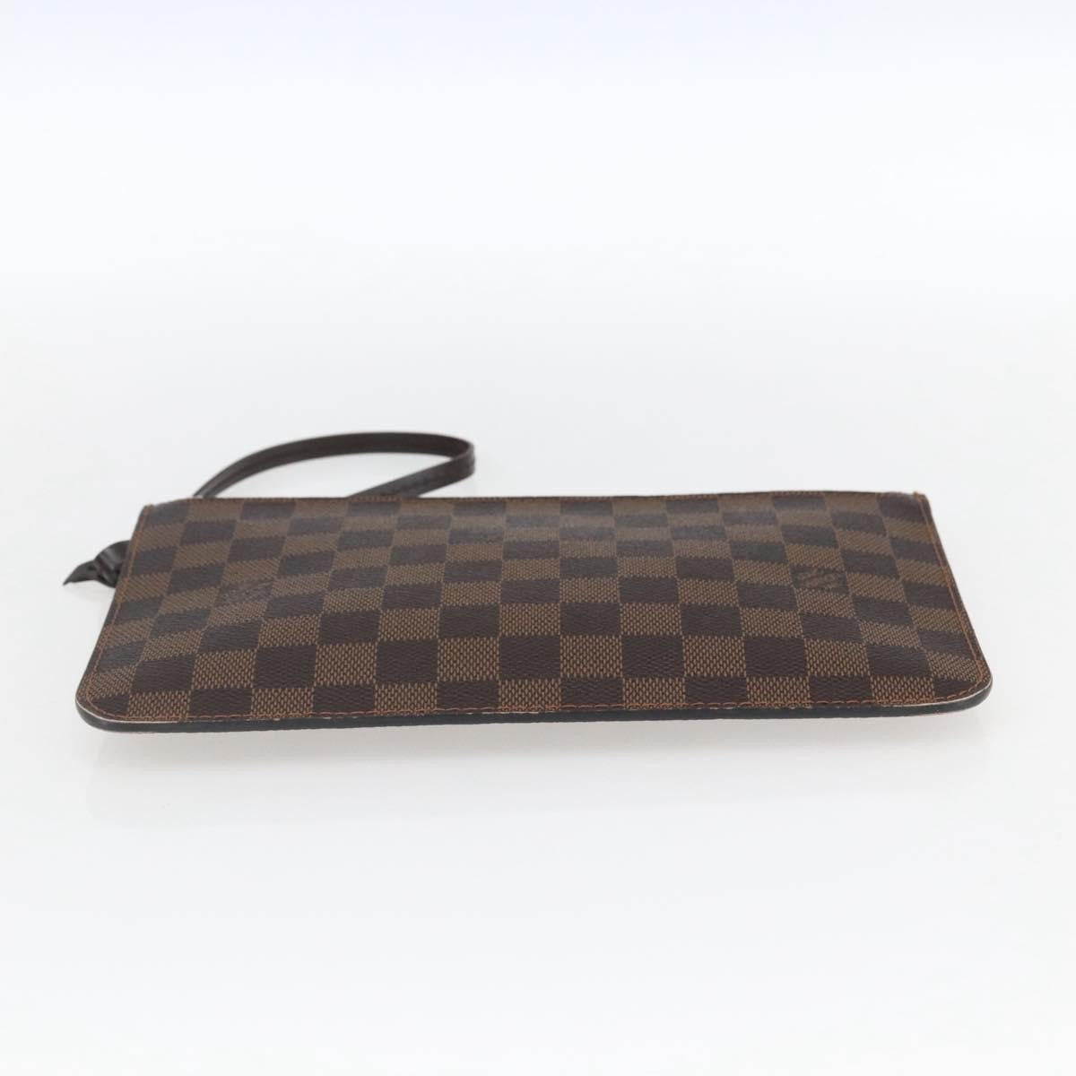 Louis Vuitton Neverfull Pochette Damier Ebene, Brown, Canvas, Clutch