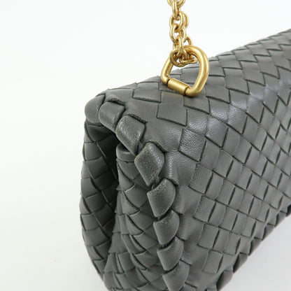 Bottega Veneta Olimpia Intrecciato Nappa, Gray, Leather, Crossbody Bag
