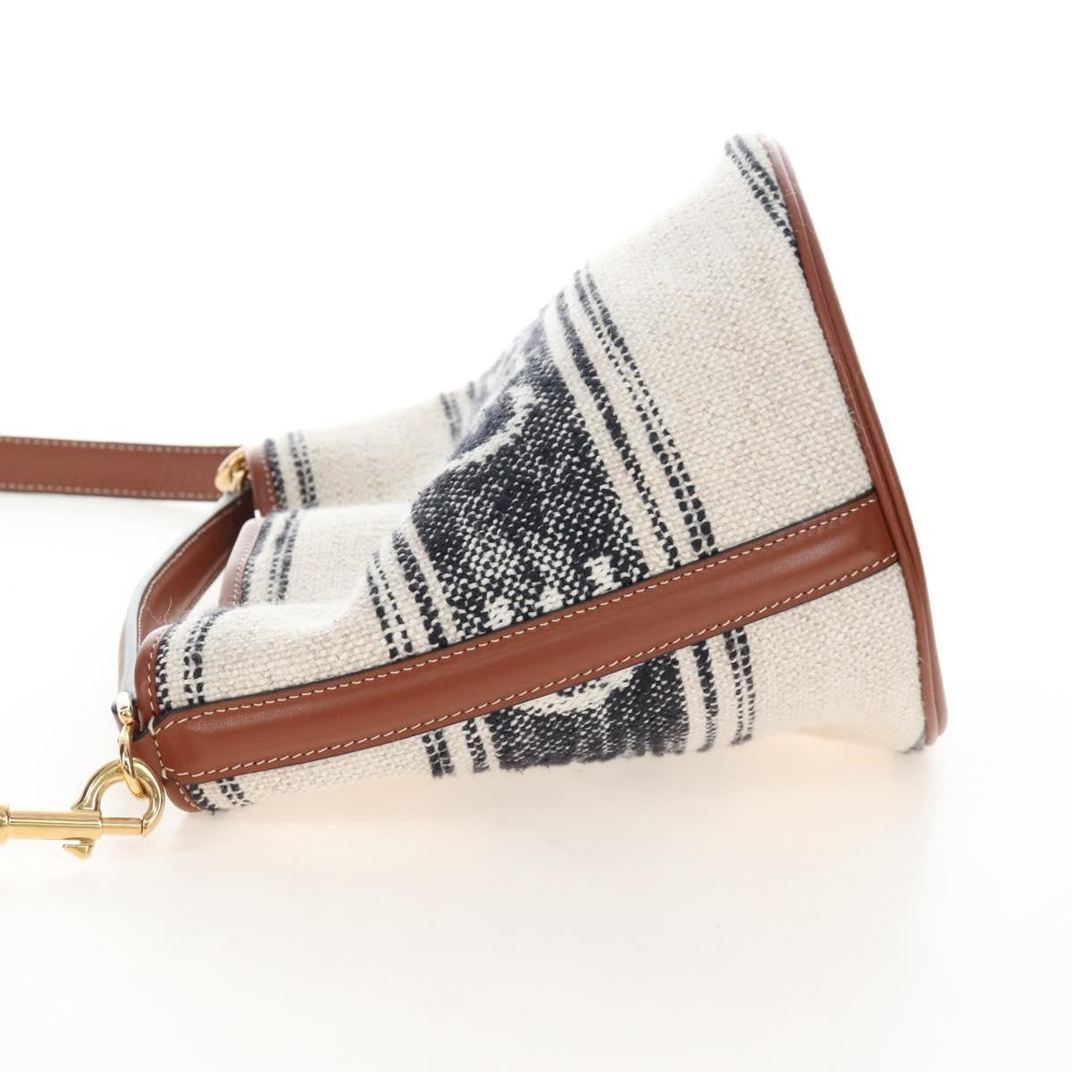 Celine Bucket 16 Raffia, Beige, Canvas, Handbag