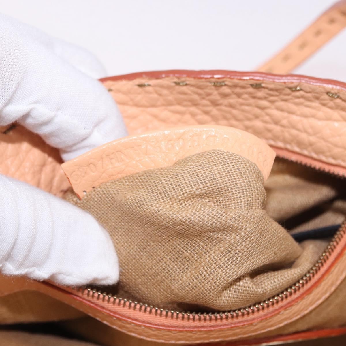 Fendi Selleria Carla Leather, Orange, Leather, Tote Bag