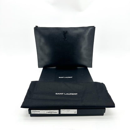 Saint Laurent Zipped Document Holder Leather, Black, Leather, Briefcase