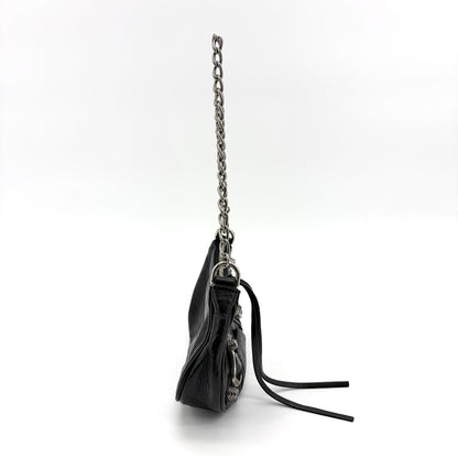 Balenciaga Le Cagole Giant Studs Chain Leather, Black, Leather, Shoulder Bag