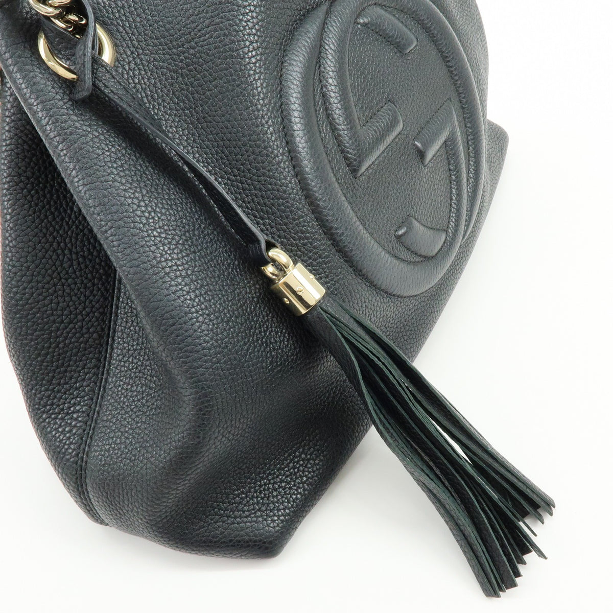 Gucci Soho Chain Strap Leather, Black, Leather, Shoulder Bag
