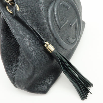 Gucci Soho Chain Strap Leather, Black, Leather, Shoulder Bag