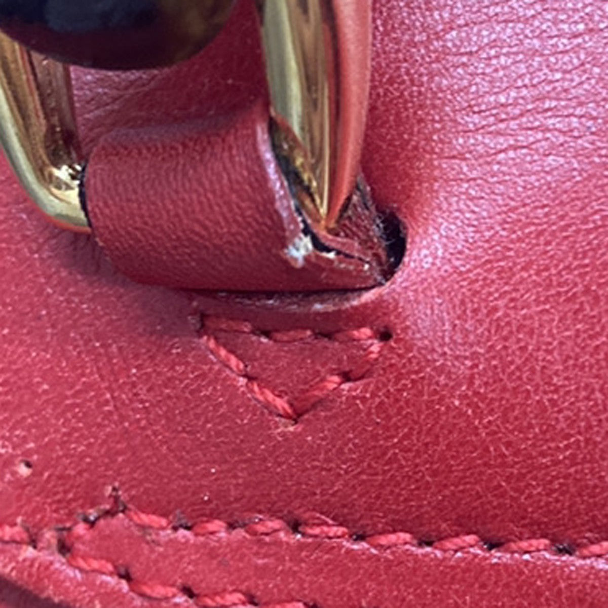Gucci Vintage Bamboo Leather, Red, Leather, Backpack