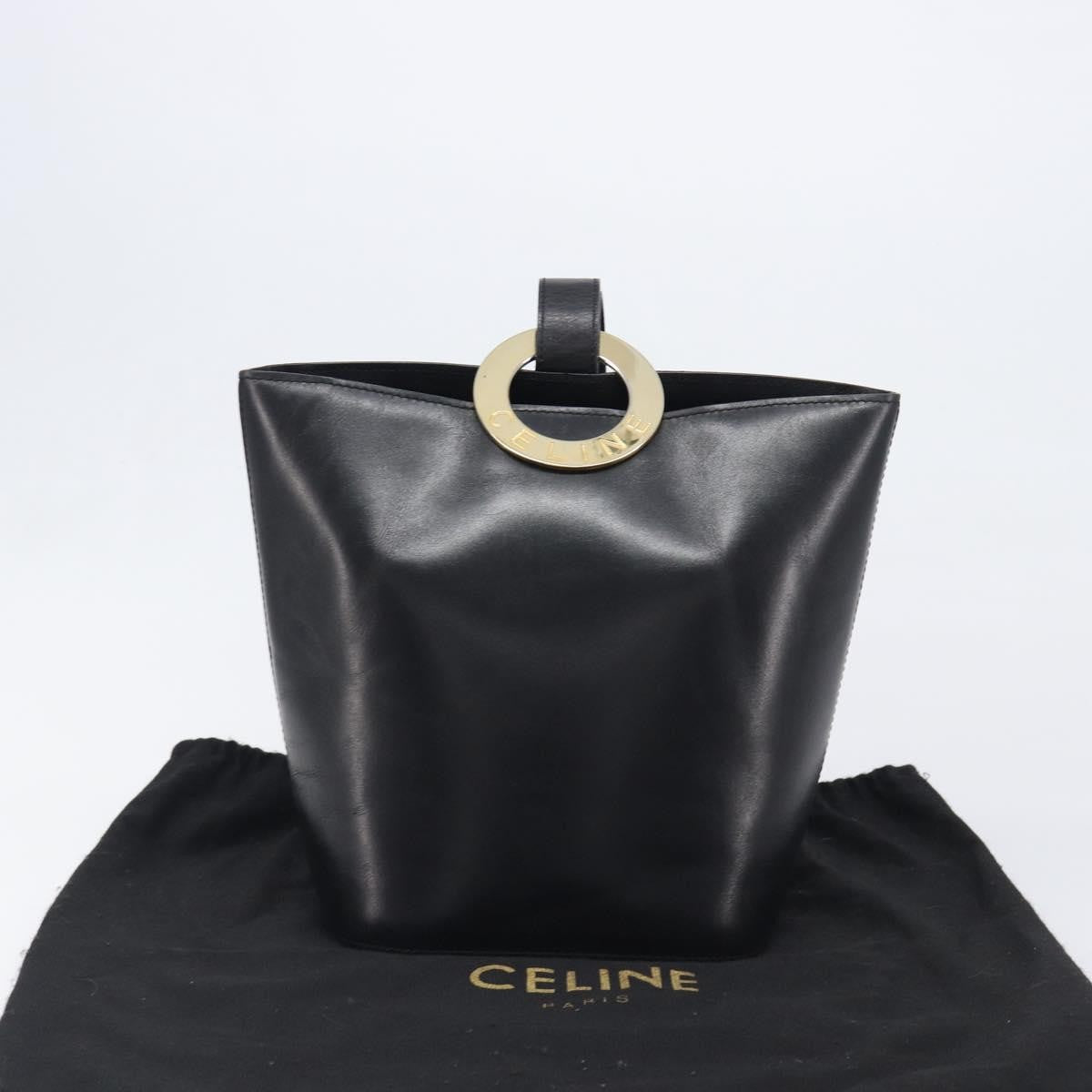 Celine Shoulder bag circle logo Leather, Black, Leather, Shoulder Bag