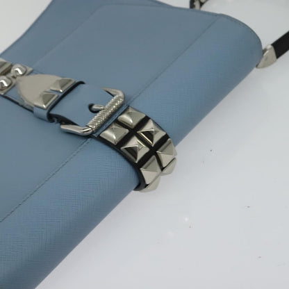Prada Elektra Studded Leather, Blue, Leather, Shoulder Bag