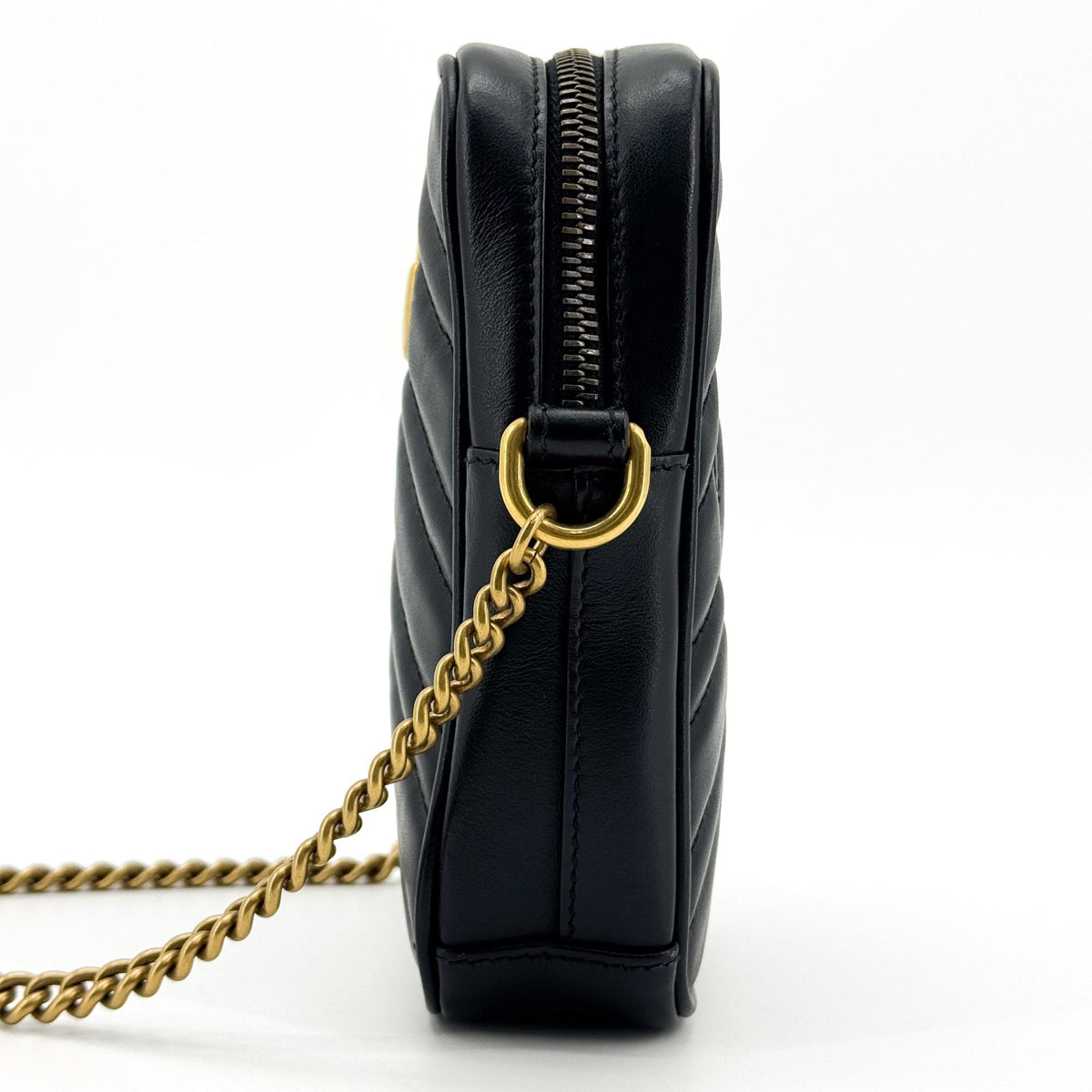 Gucci GG Marmont Matelasse Leather, Black, Leather, Shoulder Bag