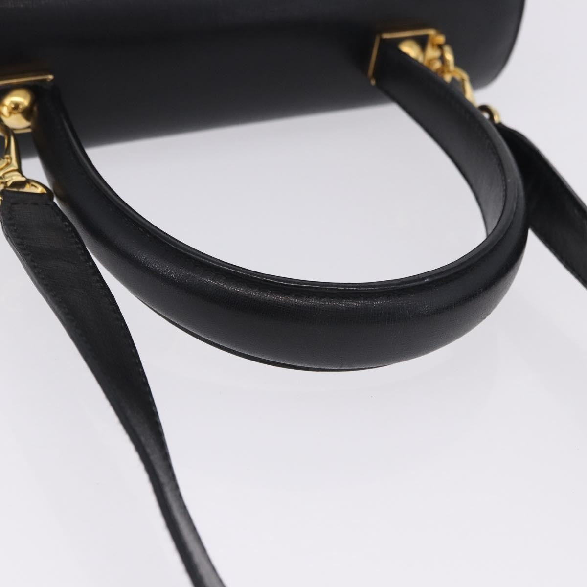 Salvatore Ferragamo Gancini Leather, Black, Leather, Handbag