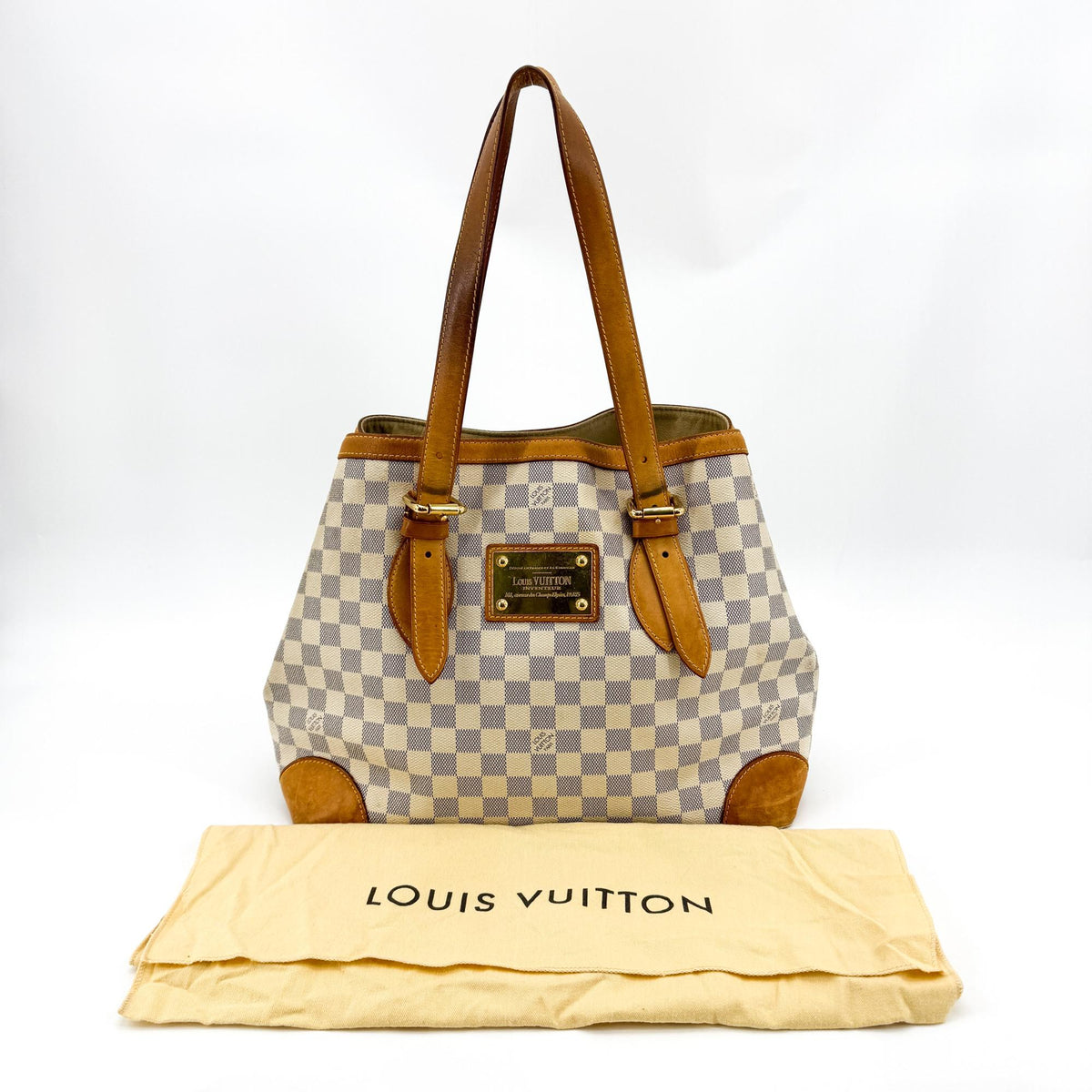 Louis Vuitton Hampstead Damier Ebene, White, Canvas, Tote Bag