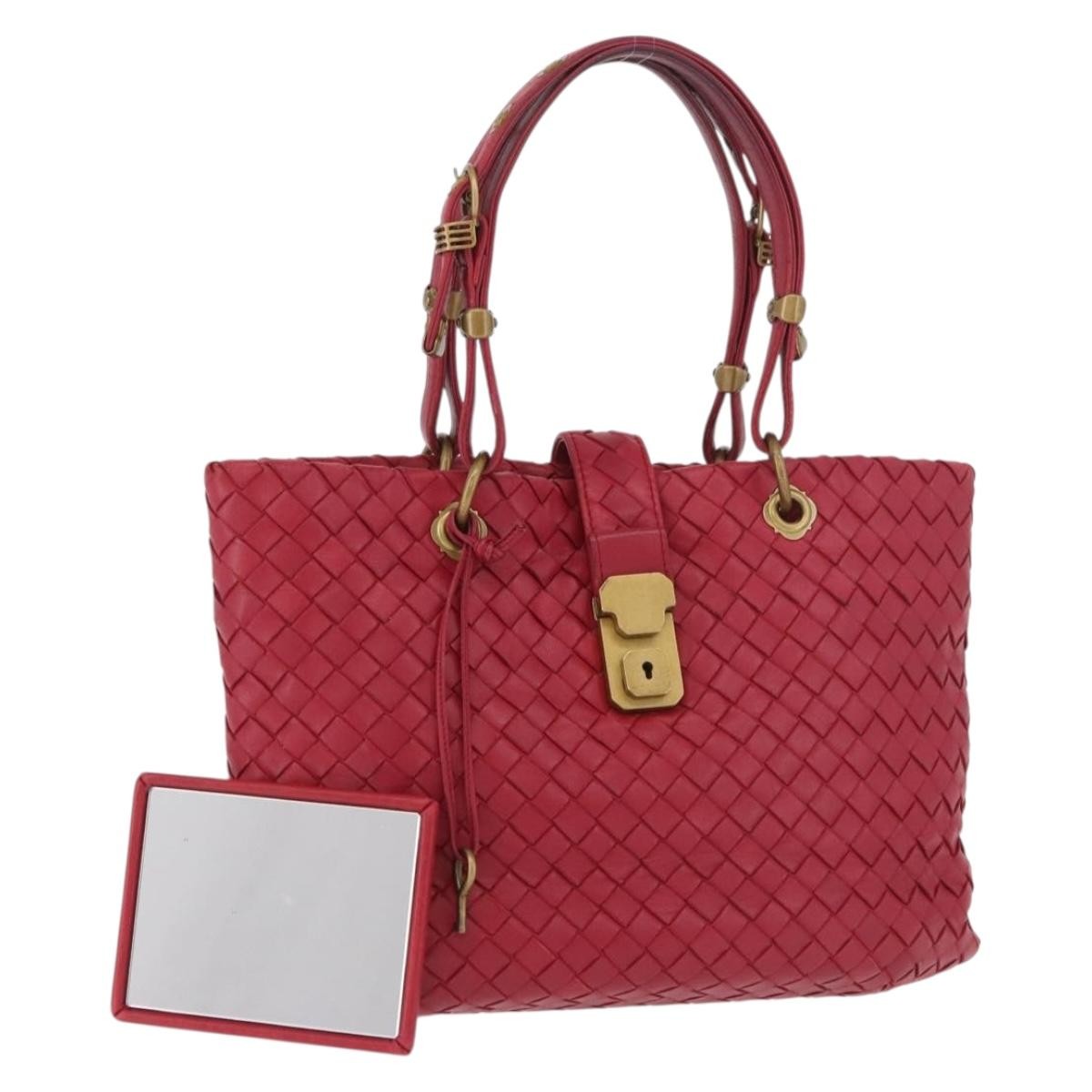 Bottega Veneta Capri Intrecciato Nappa, Red, Leather, Tote Bag