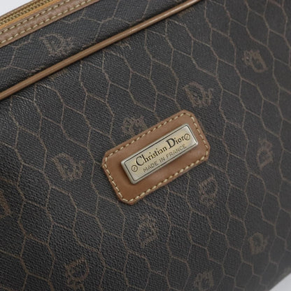 Christian Dior Vintage Honeycomb Zip Canvas and Leather, Black, Canvas, Clutch