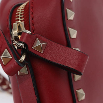 Valentino Garavani Rockstud Camera Leather, Red, Leather, Crossbody Bag
